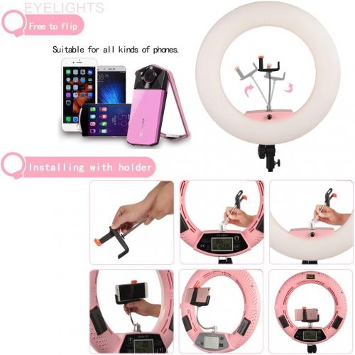  Yidoblo Bicolor 96W LED Ring Light Kit with Stand for Photo Studio Video Portrait Film Selfie Youtube Photography Continuous Lighting With Remote, PhoneCamera Holder, Makeup Mirro