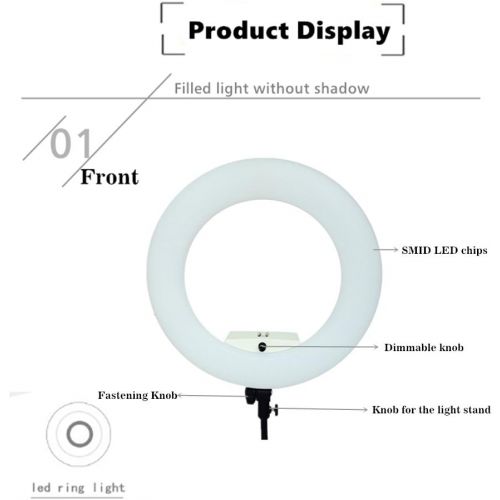  Yidoblo 96W Bicolor 480 LED Ring Light Kit with Makeup Mirror,Light Stand, Camera Phone Holder and Carrying Bag,Dimmable 3200K-5500K Continuous Lighting for Photo Studio Video Phot