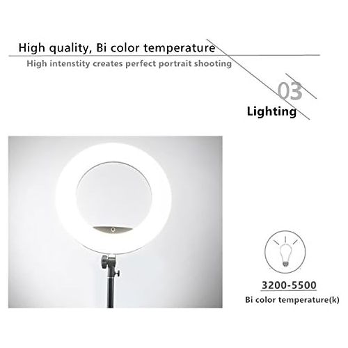  Yidoblo 96W 18 LED Ring Lights Kit FD-480 with Makeup Mirror,Light Stand,Camera Phone Holder & Carrying Bag,Dimmable Bi-Color Lighting for Photo Studio Video Portrait Film Selfie Y