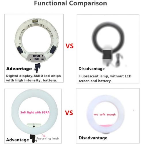  Yidoblo 96W 18 LED Ring Lights Kit FD-480 with Makeup Mirror,Light Stand,Camera Phone Holder & Carrying Bag,Dimmable Bi-Color Lighting for Photo Studio Video Portrait Film Selfie Y