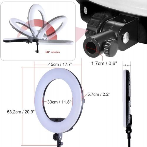  Yidoblo 96W 18 LED Ring Lights Kit FD-480 with Makeup Mirror,Light Stand,Camera Phone Holder & Carrying Bag,Dimmable Bi-Color Lighting for Photo Studio Video Portrait Film Selfie Y