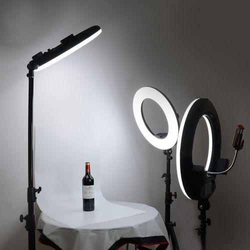  Yidoblo 18 LED Ring Light Kit Bi-color Dimmable Photo Studio Video Portrait Film Selfie Youtube Photography Lighting Set With PhoneCamera Holder, Makeup Mirror, Stand and Travel B