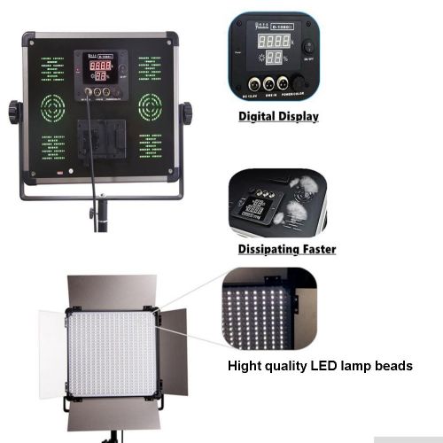  Yidoblo Idobol D-2000 High Power 1724 LED Continuous Lighting, 140W 11000 Lumen Studio Video Photography Light Panel with Barndoor and Filters, DMX Compatible