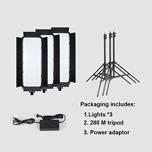  Yidoblo Idobol Slim (Set of 3) D-3100II Dimmable Super Bright 3068 LED Light Panel for Film, 200W 20000 Lumen Video and Photography Studio Lighting Kit - Continuous 3200K-5600K Bi Color