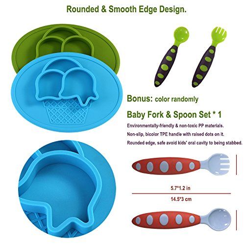  Yii Design Yii Silicone Baby Placemat with Suction Divided Kids Plates& Bowl for Restaurant, Dining Mats for Children...