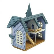 Yiju 3D Puzzle DIY Dollhouse Assembly Kit, Blue House