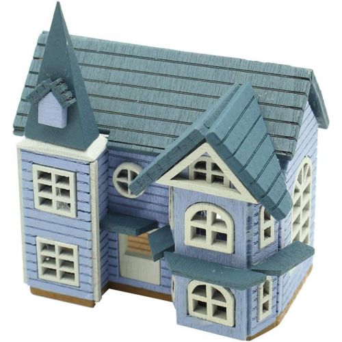  Yiju 3D Puzzle DIY Dollhouse Assembly Kit, Blue House