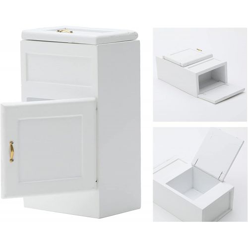  Yiju 1:12 Dollhouse Miniature Doll Furniture Kitchen White Refrigerator Fridge Doll House Furniture Accessories Wooden Refrigerator Fridge Freezer Cabinet