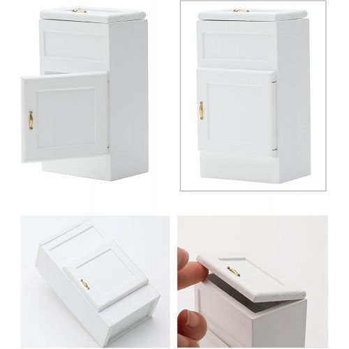  Yiju 1:12 Dollhouse Miniature Doll Furniture Kitchen White Refrigerator Fridge Doll House Furniture Accessories Wooden Refrigerator Fridge Freezer Cabinet