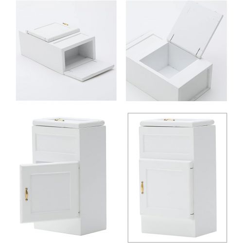  Yiju 1:12 Dollhouse Miniature Doll Furniture Kitchen White Refrigerator Fridge Doll House Furniture Accessories Wooden Refrigerator Fridge Freezer Cabinet