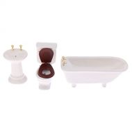 Yiju 3 Pieces White Ceramic Bathroom Set Furniture Dollhouse Miniature 1:12 Scale