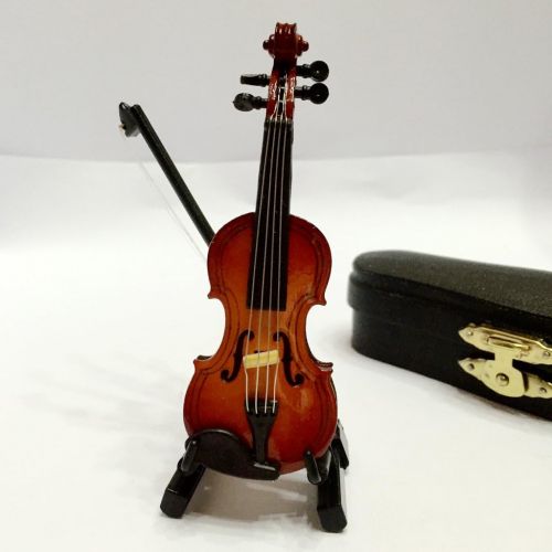  Yiju 1/12 Dollhouse Wooden Violin Mini Musical Instrument Music Room Decoration