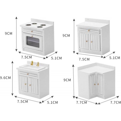  Yiju 1:12 Kitchen Cabinet Stove Sink Furniture White Dolls House Miniature Decor