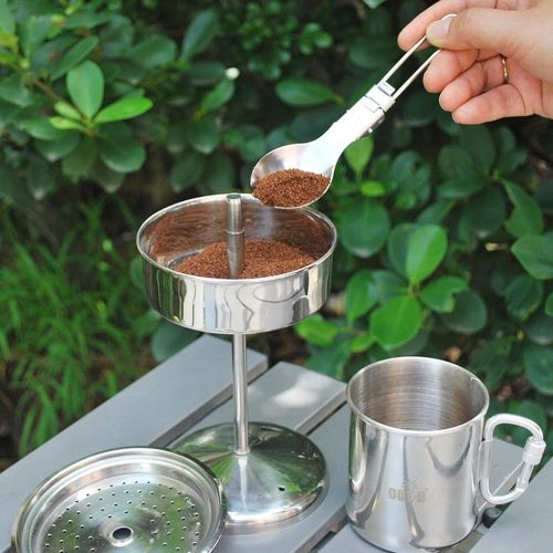  YIJU Camping French Press, Outdoor Coffee Maker Cup, Cooking Pot, Multi Functional Travel Mate, Portable, Applicable Gas and Wood Burning Stove