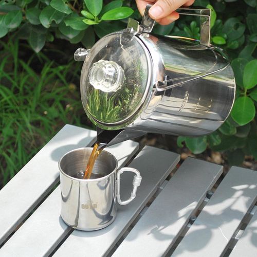  YIJU Camping French Press, Outdoor Coffee Maker Cup, Cooking Pot, Multi Functional Travel Mate, Portable, Applicable Gas and Wood Burning Stove