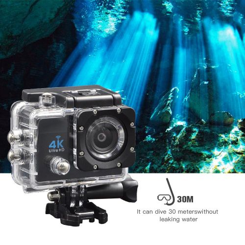  Yikoo 4k action camera wifi underwater camera digital waterproof sports camera 1080P60fps with 2.4G remote control and 70-170 wide angle lens for kids,drone,snorkeling,helmets,bike,divi