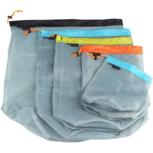  Yiliaw Stuff Sack Set of 5 Lightweight Nylon Mesh Drawstring Storage Bag for Travelling Hiking Camping
