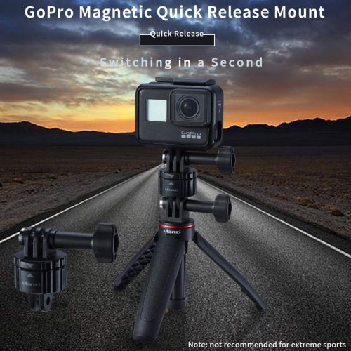  Yiliwit ULANZI ULANZI Quick Release Base Mount for GoPro Max 8 7 6 5 4 & Action Camera, Magnetic Suction & Swivel Lock Adapter, GP-4 Mobile Video-graphy Travel Vlog Setup Attachment, 1/4 Tripod H