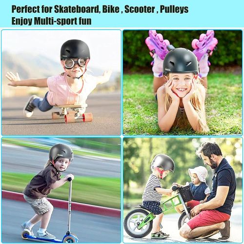  Yimei Good Product Skateboard Helmet, Kids Helmet 3 Sizes Scooter Bike Helmet for Kids Youth Adults, Impact Resistant ABS Shell, Adjustable Size, Removable Breathable Lining, Perfect for Multi-Sport