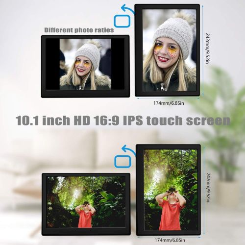  [아마존베스트]一美良品 Yimei Good Product 10.1 Inch Digital Picture Frame 16:10 HD IPS Display Frame Touch Sensitive Screen WLAN Calendar Clock Alarm Clock Digital Video and Photos Immediately Share via Email or App (Black