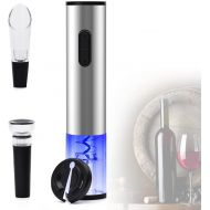 Yimikia Full Stainless Steel Electric Wine Opener Battery Powered Operated Cordless Automatic Wine Openers Electric Corkscrew Wine Bottle Openers with Foil Cutter, Vacuum Pump, Win