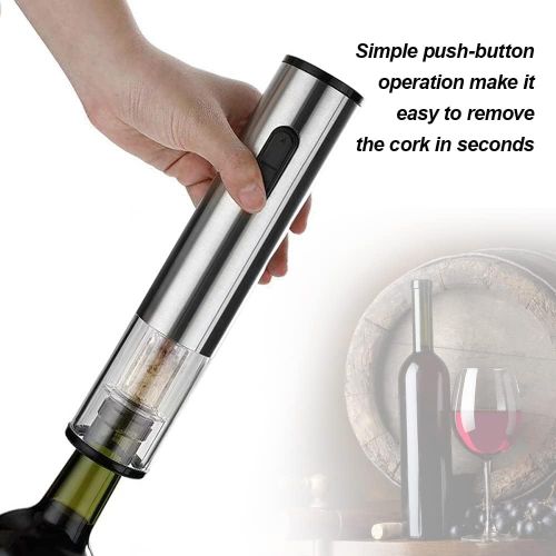  Yimikia Full Stainless Steel Electric Wine Opener Battery Powered Operated Cordless Automatic Wine Openers Electric Corkscrew Wine Bottle Openers with Foil Cutter, Vacuum Pump, Win