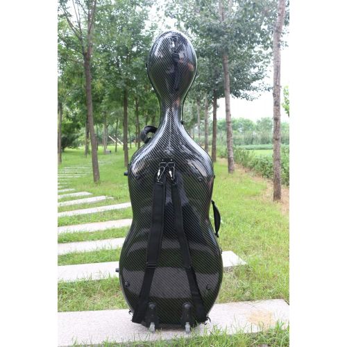  Yinfente 4/4 Cello case Mixed Carbon Fiber Full size Hard case Hard Shell Strong Light 3.7 kg Support 300kg pressure (black-l)