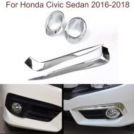 Yingchi-Car / 4 Pcs Car ABS Chrome Front Fog Light Lamp Frame Cover Trim Strip Emblems for Honda Civic Sedan 2016-2017-2018