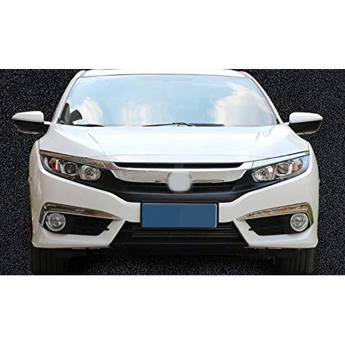  Yingchi-Car / 4 Pcs Car ABS Chrome Front Fog Light Lamp Frame Cover Trim Strip Emblems for Honda Civic Sedan 2016-2017-2018