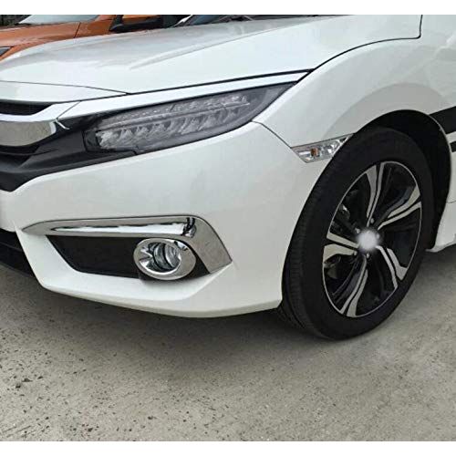  Yingchi-Car / 4 Pcs Car ABS Chrome Front Fog Light Lamp Frame Cover Trim Strip Emblems for Honda Civic Sedan 2016-2017-2018