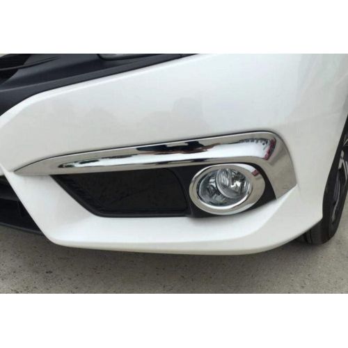  Yingchi-Car / 4 Pcs Car ABS Chrome Front Fog Light Lamp Frame Cover Trim Strip Emblems for Honda Civic Sedan 2016-2017-2018