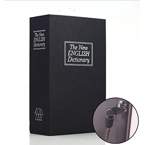  Yingealy Very Simple and Fashionable Large Simulated English Dictionary Piggy Bank Lock Key Safe (Black)