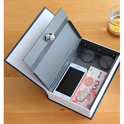  Yingealy Very Simple and Fashionable Medium Simulated English Dictionary Piggy Bank Lock Key Safe (Blue)