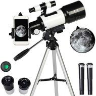 [아마존베스트]-Service-Informationen Yingzhi Astronomical telescope, 70 mm aperture and 300 mm focal length HD refractor telescope, 15 x 150 x magnification with adjustable tripod, ideal for children and beginners adu