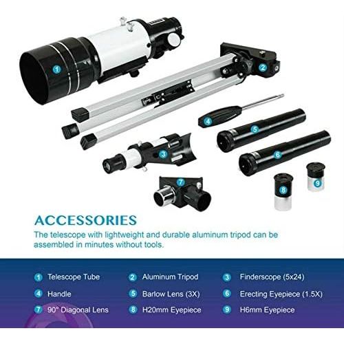  [아마존베스트]-Service-Informationen Yingzhi Astronomical telescope, 70 mm aperture and 300 mm focal length HD refractor telescope, 15 x 150 x magnification with adjustable tripod, ideal for children and beginners adu