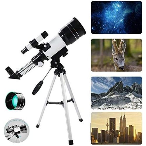  [아마존베스트]-Service-Informationen Yingzhi Astronomical telescope, 70 mm aperture and 300 mm focal length HD refractor telescope, 15 x 150 x magnification with adjustable tripod, ideal for children and beginners adu