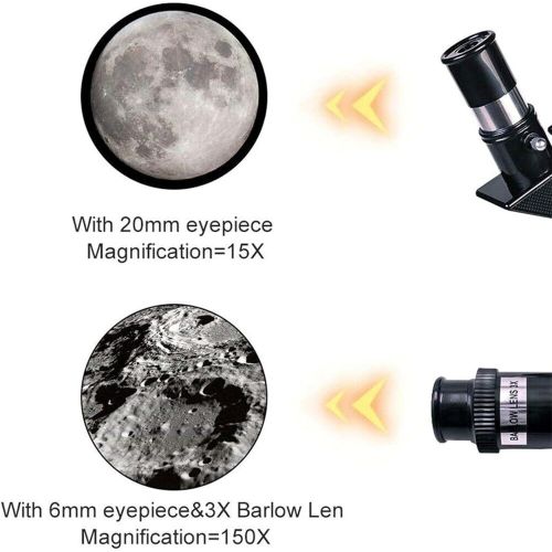  [아마존베스트]-Service-Informationen Yingzhi Astronomical telescope, 70 mm aperture and 300 mm focal length HD refractor telescope, 15 x 150 x magnification with adjustable tripod, ideal for children and beginners adu