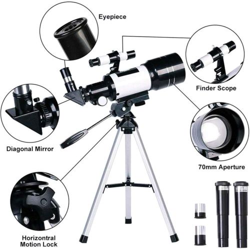  [아마존베스트]-Service-Informationen Yingzhi Astronomical telescope, 70 mm aperture and 300 mm focal length HD refractor telescope, 15 x 150 x magnification with adjustable tripod, ideal for children and beginners adu