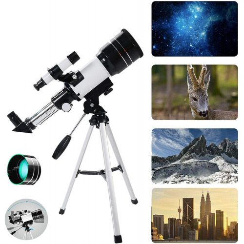  [아마존베스트]-Service-Informationen Yingzhi Astronomical telescope, 70 mm aperture and 300 mm focal length HD refractor telescope, 15 x 150 x magnification with adjustable tripod, ideal for children and beginners adu