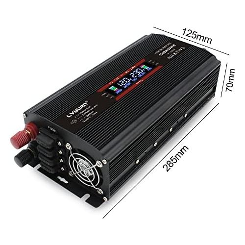  [아마존베스트]-Service-Informationen Voltage Converter 12 V 230 V 1500 W 3000 W LCD Power Converter with 2 Sockets Dual USB