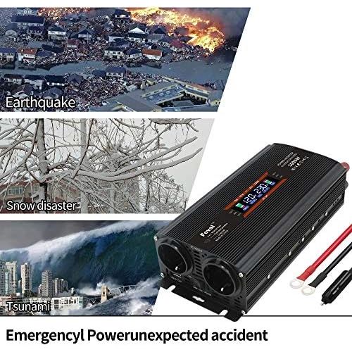  [아마존베스트]-Service-Informationen Voltage Converter 12 V 230 V 1500 W 3000 W LCD Power Converter with 2 Sockets Dual USB