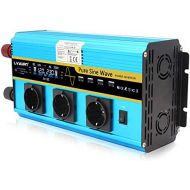 [아마존베스트]-Service-Informationen Power Inverter 3000 W / 6000 W Pure Sine Wave 12 V 230 V with 3 European Sockets and 4 USB Ports LCD Voltage Display