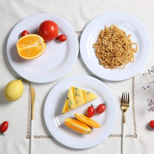  Yinshine Melamine Plates - 10inch 4pcs Dinner and Salad Plates set for Everyday Eating,Break Resistant,White