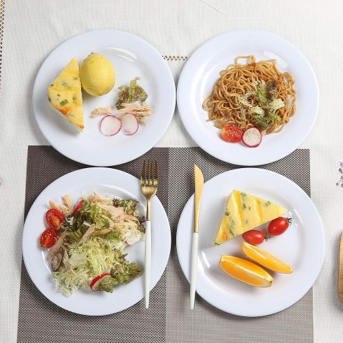  Yinshine Melamine Plates - 10inch 4pcs Dinner and Salad Plates set for Everyday Eating,Break Resistant,White