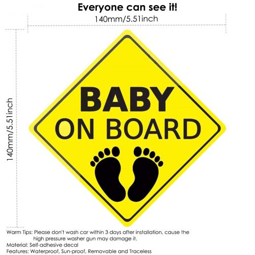  [아마존베스트]Yinuoday Baby ON Board Sticker Car Decals Safety Signs Self-Adhesive Easy to Install Waterproof 2pcs (Style B)