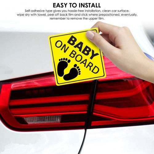  [아마존베스트]Yinuoday Baby ON Board Sticker Car Decals Safety Signs Self-Adhesive Easy to Install Waterproof 2pcs (Style B)