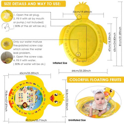  Visit the Yinuoday Store Baby Water Mat Tummy Time Play Mat Inflatable Play Mat for Infant Newborn Boy & Girls 3-12 Month (Yellow)