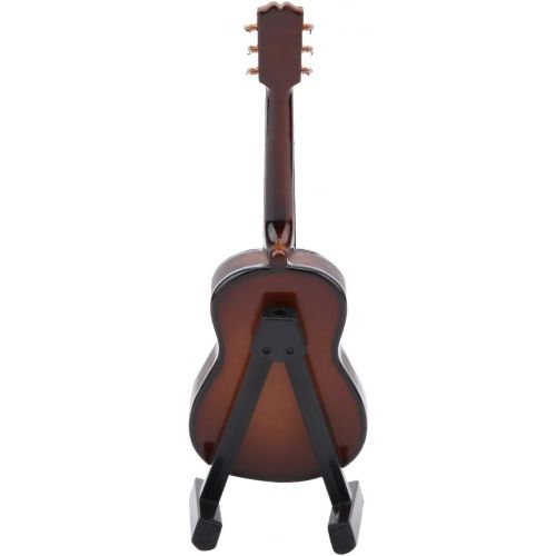  Yinuoday Wooden Miniature Guitar Model, Mini Guitar Instruments Ornament with Stand and Case for Miniature Dollhouse Model Home Office Desktop Display Cabinet Decoration