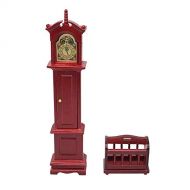 Yinuoday Dollhouse Accessories, 1:12 Scale Miniatures Dollhouse Furniture for DIY Dollhouse Living Room Mini Toy Wood Grandfather Clock and Basket for Livingroom Bedroom Simulated