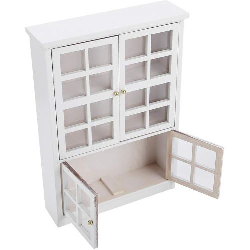  Yinuoday Dollhouse Accessories, 1:12 Scale Miniatures Dollhouse Furniture for DIY Dollhouse Living Room Mini Toy Wood Bookcase Cupboard for Bedroom Kitchen Simulated Accessory Whit